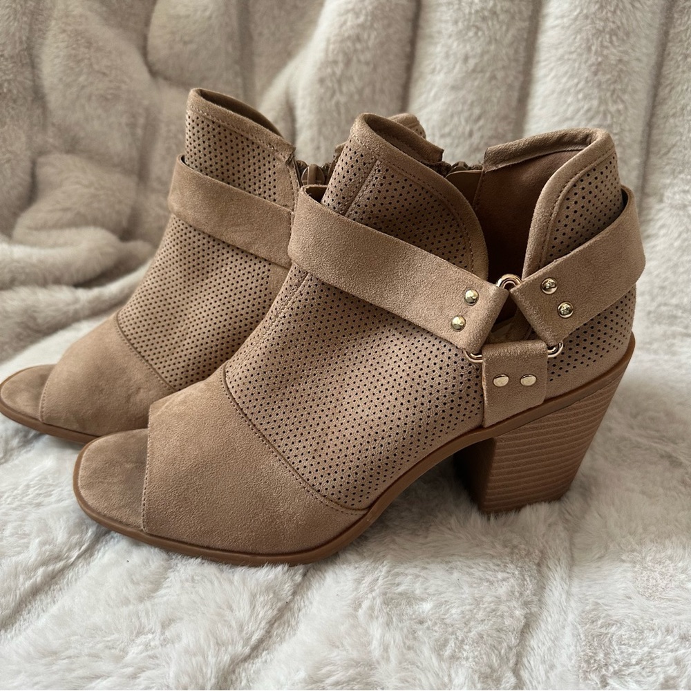 Peep toe heeled booties